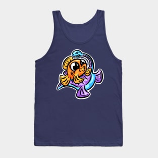 Tickling Fish and Plesiosaur Friends Cartoon Tank Top